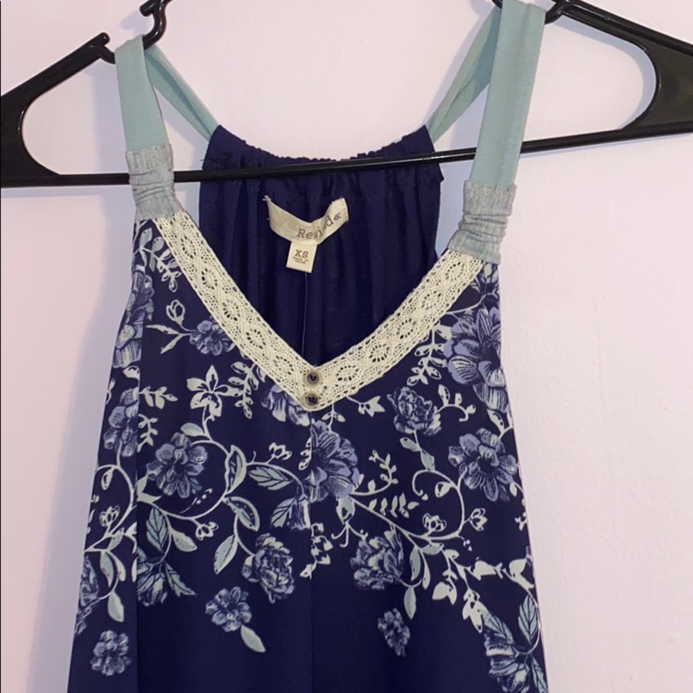 Floral Navy Summer Sleeveless Blouse